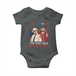 Happy 4th of July To All You Sumbitches Country Humor Baby Onesie Vintage Southern Cowboy Patriotic Graphic TS02 Dark Heather Print Your Wear