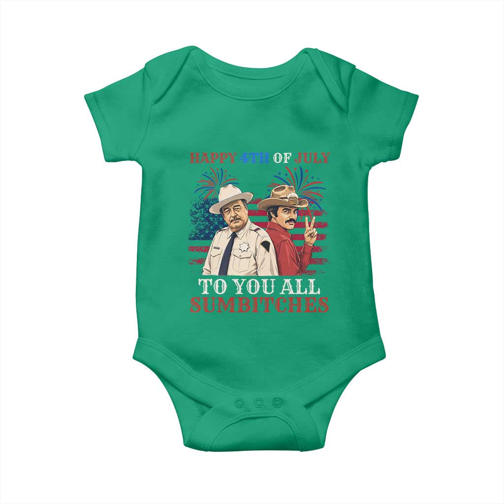 Happy 4th of July To All You Sumbitches Country Humor Baby Onesie Vintage Southern Cowboy Patriotic Graphic TS02 Irish Green Print Your Wear