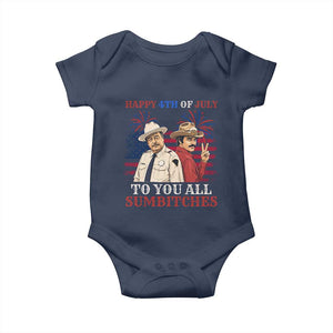 Happy 4th of July To All You Sumbitches Country Humor Baby Onesie Vintage Southern Cowboy Patriotic Graphic TS02 Navy Print Your Wear