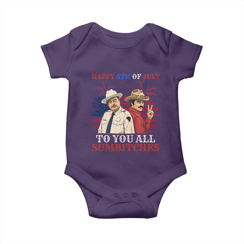 Happy 4th of July To All You Sumbitches Country Humor Baby Onesie Vintage Southern Cowboy Patriotic Graphic TS02 Purple Print Your Wear