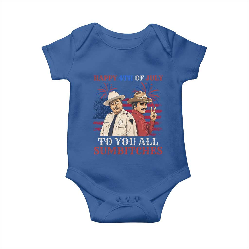 Happy 4th of July To All You Sumbitches Country Humor Baby Onesie Vintage Southern Cowboy Patriotic Graphic TS02 Royal Blue Print Your Wear