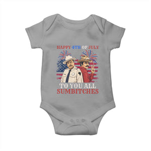 Happy 4th of July To All You Sumbitches Country Humor Baby Onesie Vintage Southern Cowboy Patriotic Graphic TS02 Sport Gray Print Your Wear