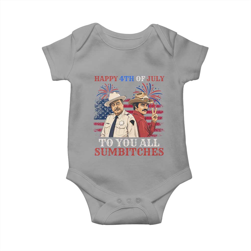 Happy 4th of July To All You Sumbitches Country Humor Baby Onesie Vintage Southern Cowboy Patriotic Graphic TS02 Sport Gray Print Your Wear