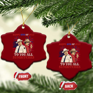 Happy 4th of July To All You Sumbitches Country Humor Ceramic Ornament Vintage Southern Cowboy Patriotic Graphic TS02 Print Your Wear