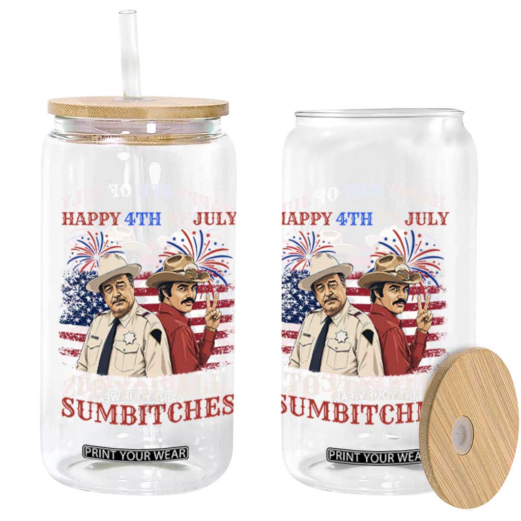 Happy 4th of July To All You Sumbitches Country Humor Glass Can Vintage Southern Cowboy Patriotic Graphic TS02 Print Your Wear