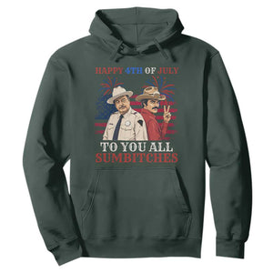 Happy 4th of July To All You Sumbitches Country Humor Hoodie Vintage Southern Cowboy Patriotic Graphic TS02 Dark Forest Green Print Your Wear