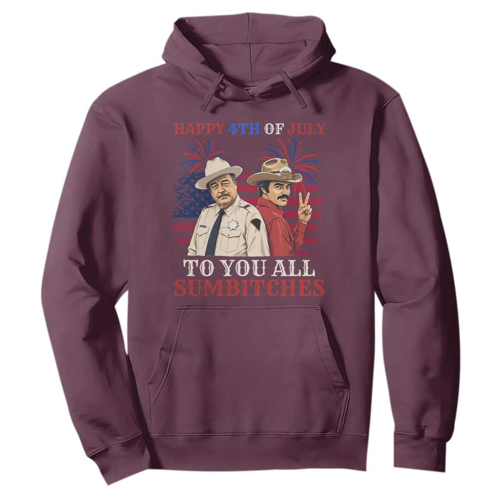 Happy 4th of July To All You Sumbitches Country Humor Hoodie Vintage Southern Cowboy Patriotic Graphic TS02 Maroon Print Your Wear
