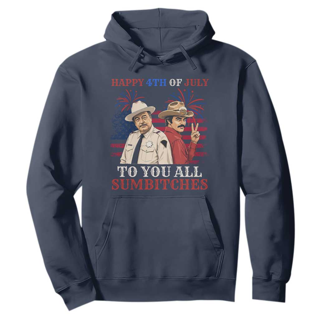 Happy 4th of July To All You Sumbitches Country Humor Hoodie Vintage Southern Cowboy Patriotic Graphic TS02 Navy Print Your Wear