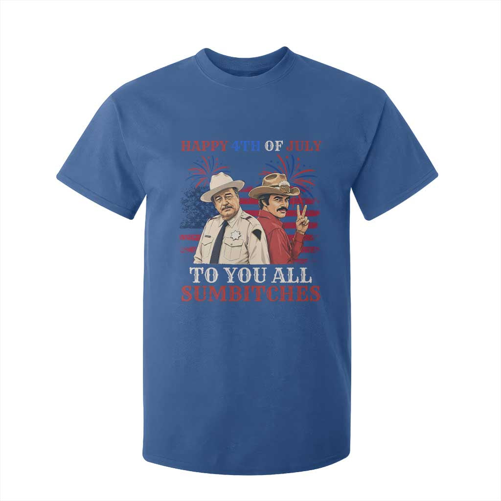 Happy 4th of July To All You Sumbitches Country Humor T Shirt For Kid Vintage Southern Cowboy Patriotic Graphic TS02 Royal Blue Print Your Wear