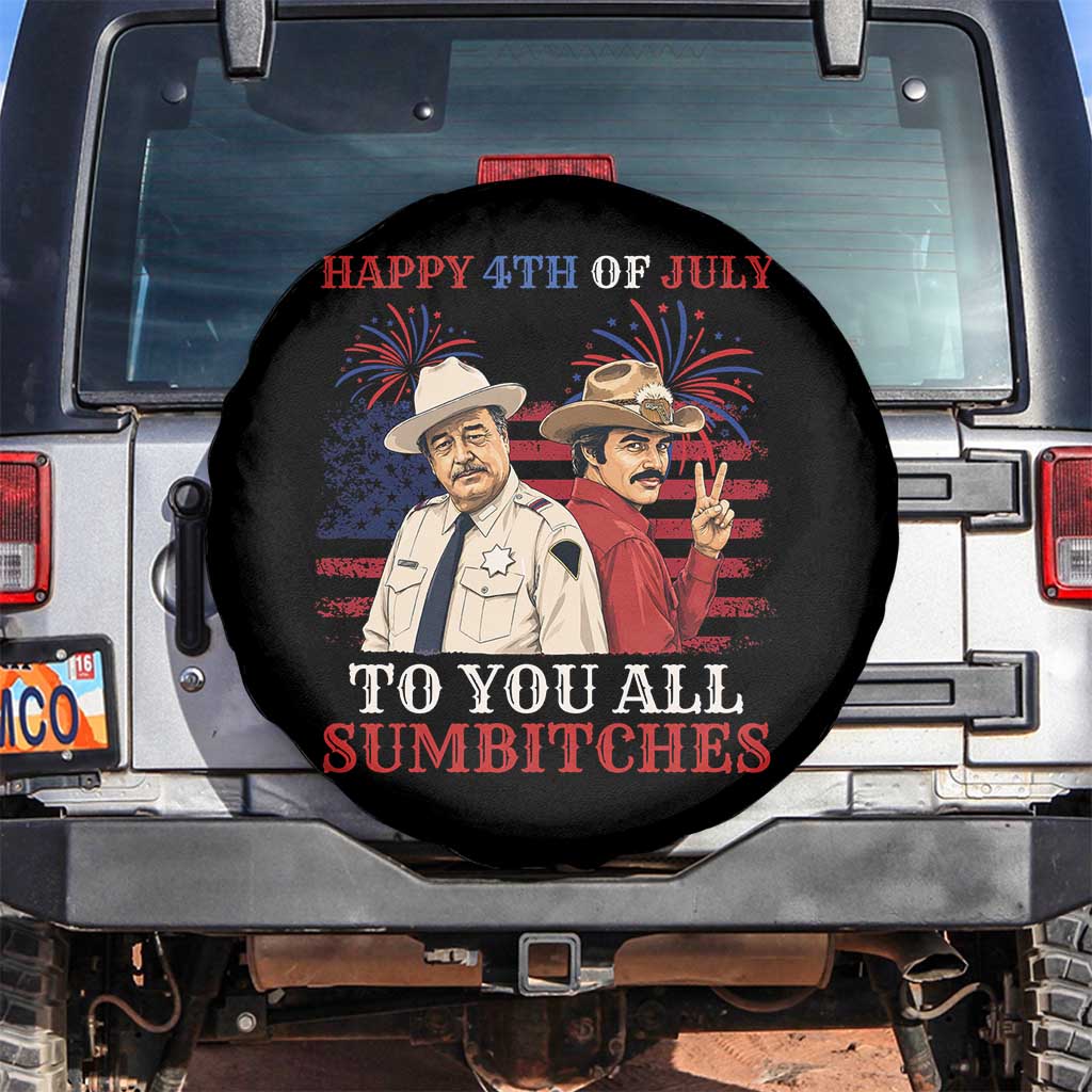 Happy 4th of July To All You Sumbitches Country Humor Spare Tire Cover Vintage Southern Cowboy Patriotic Graphic TS02 No hole Black Print Your Wear