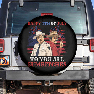 Happy 4th of July To All You Sumbitches Country Humor Spare Tire Cover Vintage Southern Cowboy Patriotic Graphic TS02 No hole Black Print Your Wear