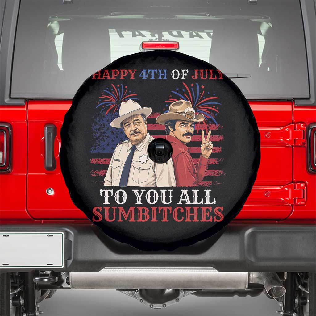 Happy 4th of July To All You Sumbitches Country Humor Spare Tire Cover Vintage Southern Cowboy Patriotic Graphic TS02 Black Print Your Wear