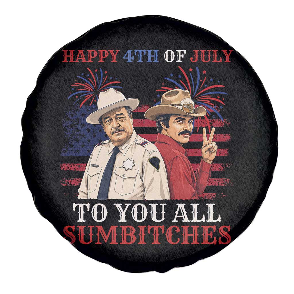Happy 4th of July To All You Sumbitches Country Humor Spare Tire Cover Vintage Southern Cowboy Patriotic Graphic TS02 Print Your Wear