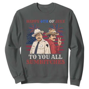 Happy 4th of July To All You Sumbitches Country Humor Sweatshirt Vintage Southern Cowboy Patriotic Graphic TS02 Dark Heather Print Your Wear