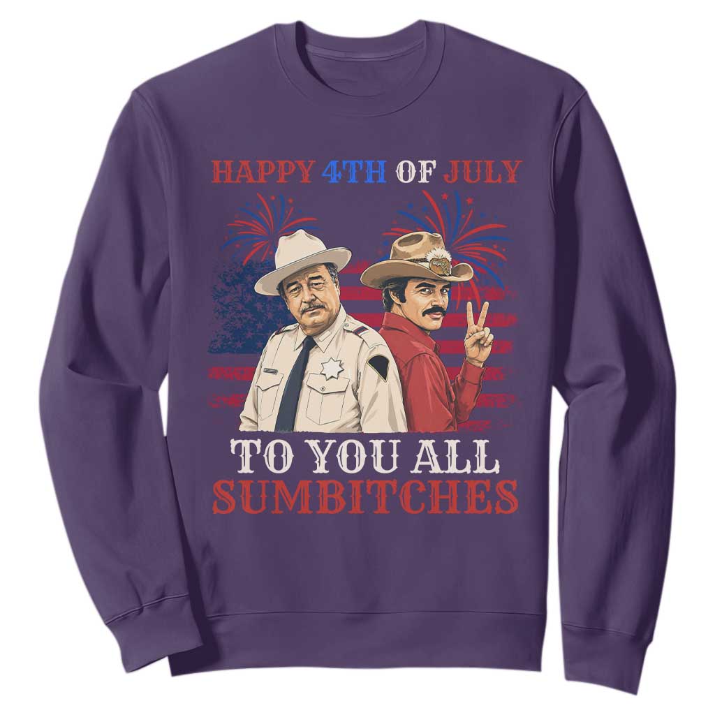 Happy 4th of July To All You Sumbitches Country Humor Sweatshirt Vintage Southern Cowboy Patriotic Graphic TS02 Purple Print Your Wear