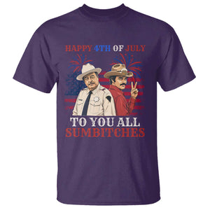 Happy 4th of July To All You Sumbitches Country Humor T Shirt Vintage Southern Cowboy Patriotic Graphic TS02 Purple Print Your Wear