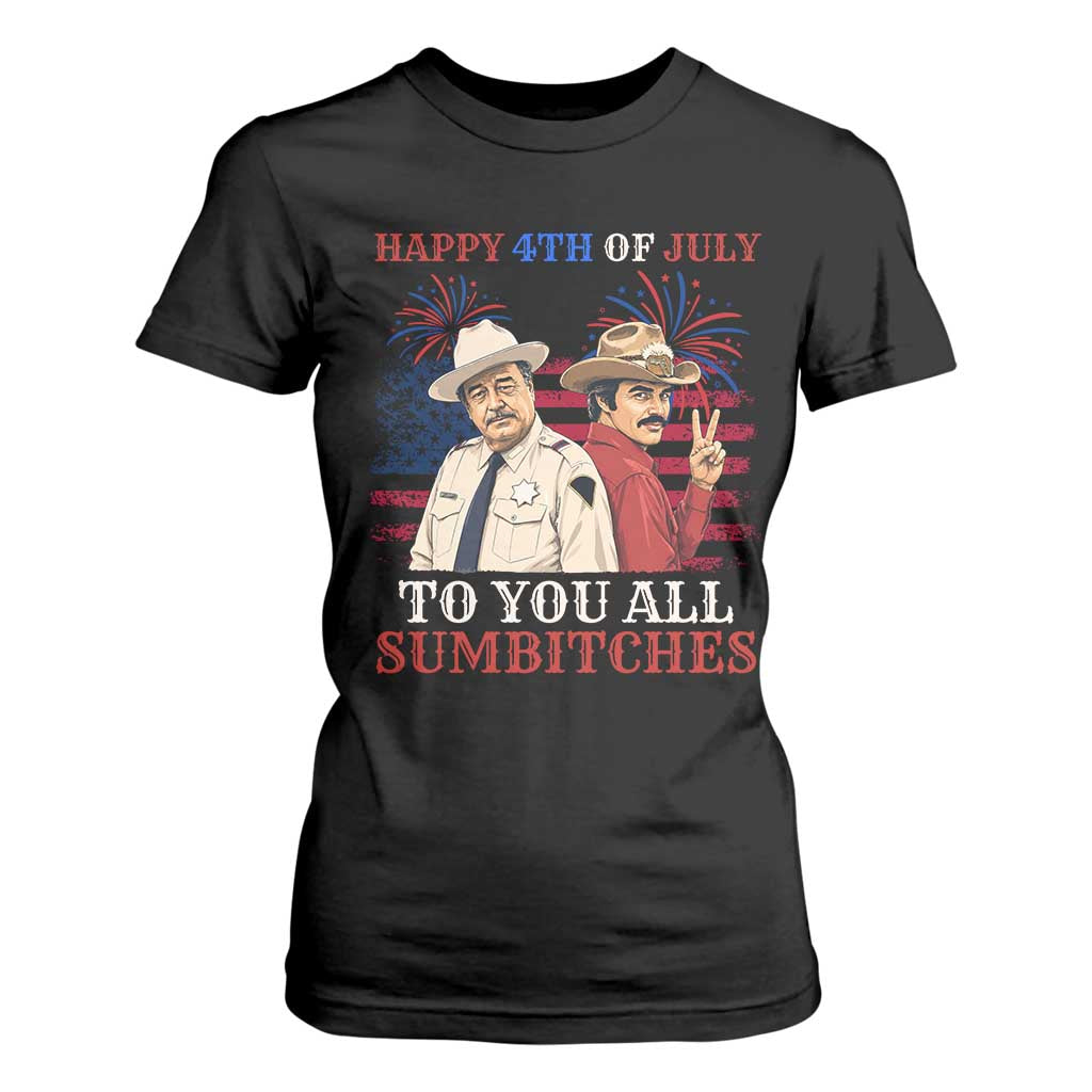 Happy 4th of July To All You Sumbitches Country Humor T Shirt For Women Vintage Southern Cowboy Patriotic Graphic TS02 Black Print Your Wear