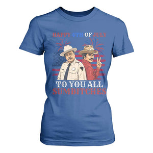 Happy 4th of July To All You Sumbitches Country Humor T Shirt For Women Vintage Southern Cowboy Patriotic Graphic TS02 Royal Blue Print Your Wear