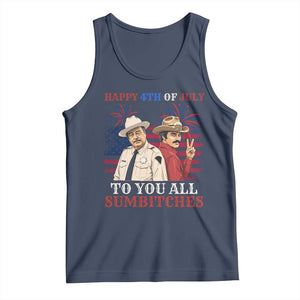Happy 4th of July To All You Sumbitches Country Humor Tank Top Vintage Southern Cowboy Patriotic Graphic TS02 Navy Print Your Wear