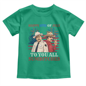 Happy 4th of July To All You Sumbitches Country Humor Toddler T Shirt Vintage Southern Cowboy Patriotic Graphic TS02 Irish Green Print Your Wear