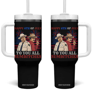 Happy 4th of July To All You Sumbitches Country Humor Tumbler With Handle Vintage Southern Cowboy Patriotic Graphic TS02 One Size: 40 oz Black Print Your Wear