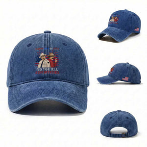 Happy 4th of July To All You Sumbitches Country Humor Washed Cotton Baseball Cap Vintage Southern Cowboy Patriotic Graphic TS02 Washed Cap Universal Fit Royal Blue Print Your Wear