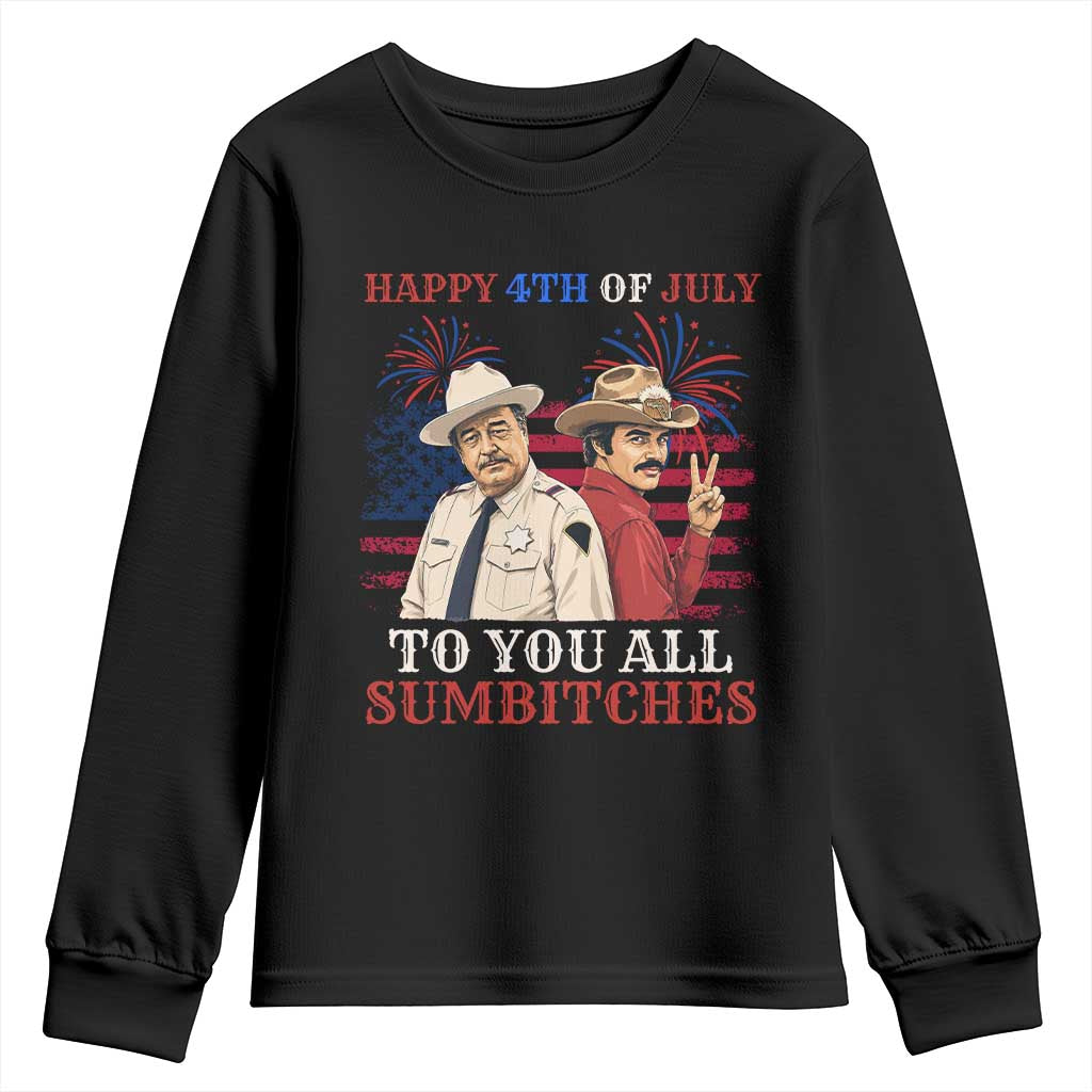Happy 4th of July To All You Sumbitches Country Humor Youth Sweatshirt Vintage Southern Cowboy Patriotic Graphic TS02 Black Print Your Wear
