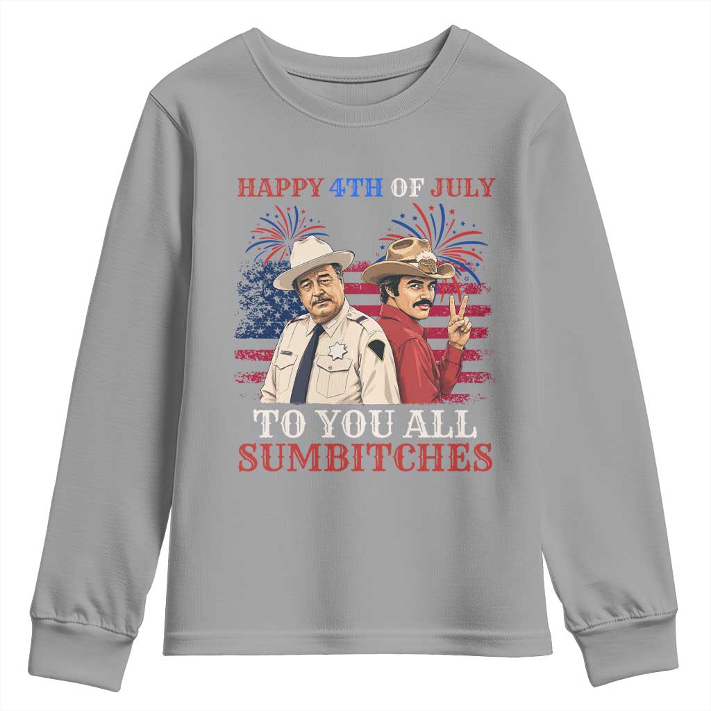 Happy 4th of July To All You Sumbitches Country Humor Youth Sweatshirt Vintage Southern Cowboy Patriotic Graphic TS02 Sport Gray Print Your Wear