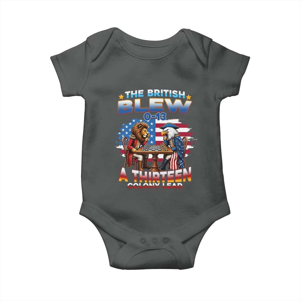 The British Blew A Thirteen Colony Lead 0-13 Lion vs Eagle Baby Onesie Chess Match Patriotic 4th of July Funny History Graphic