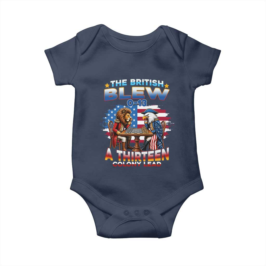 The British Blew A Thirteen Colony Lead 0-13 Lion vs Eagle Baby Onesie Chess Match Patriotic 4th of July Funny History Graphic