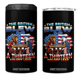 The British Blew A Thirteen Colony Lead 0-13 Lion vs Eagle 4 in 1 Can Cooler Tumbler Chess Match Patriotic 4th of July Funny History Graphic
