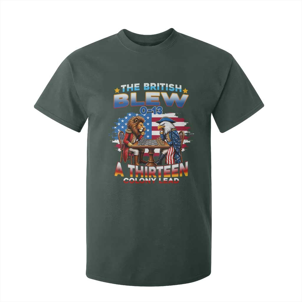 The British Blew A Thirteen Colony Lead 0-13 Lion vs Eagle T Shirt For Kid Chess Match Patriotic 4th of July Funny History Graphic
