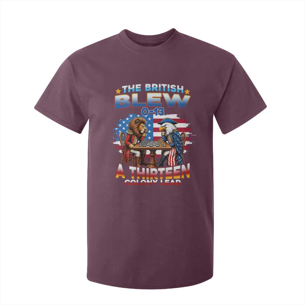 The British Blew A Thirteen Colony Lead 0-13 Lion vs Eagle T Shirt For Kid Chess Match Patriotic 4th of July Funny History Graphic