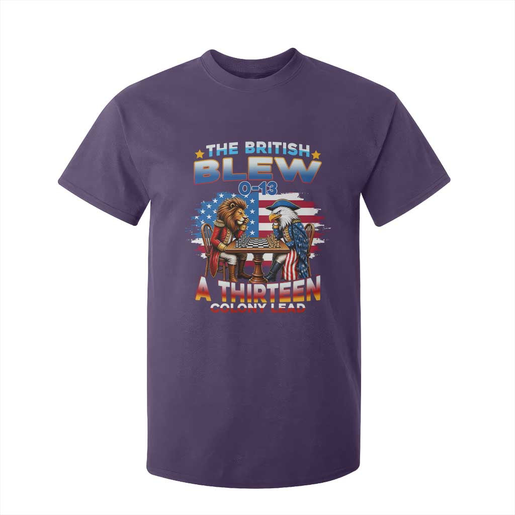 The British Blew A Thirteen Colony Lead 0-13 Lion vs Eagle T Shirt For Kid Chess Match Patriotic 4th of July Funny History Graphic
