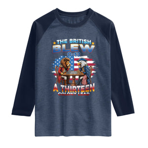 The British Blew A Thirteen Colony Lead 0-13 Lion vs Eagle Raglan Shirt Chess Match Patriotic 4th of July Funny History Graphic