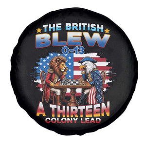The British Blew A Thirteen Colony Lead 0-13 Lion vs Eagle Spare Tire Cover Chess Match Patriotic 4th of July Funny History Graphic