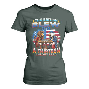 The British Blew A Thirteen Colony Lead 0-13 Lion vs Eagle T Shirt For Women Chess Match Patriotic 4th of July Funny History Graphic