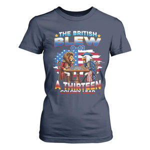 The British Blew A Thirteen Colony Lead 0-13 Lion vs Eagle T Shirt For Women Chess Match Patriotic 4th of July Funny History Graphic