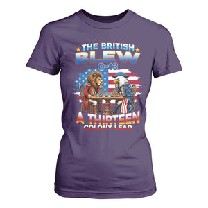 The British Blew A Thirteen Colony Lead 0-13 Lion vs Eagle T Shirt For Women Chess Match Patriotic 4th of July Funny History Graphic