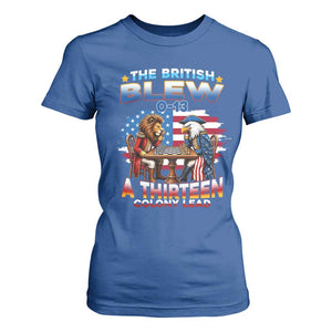 The British Blew A Thirteen Colony Lead 0-13 Lion vs Eagle T Shirt For Women Chess Match Patriotic 4th of July Funny History Graphic