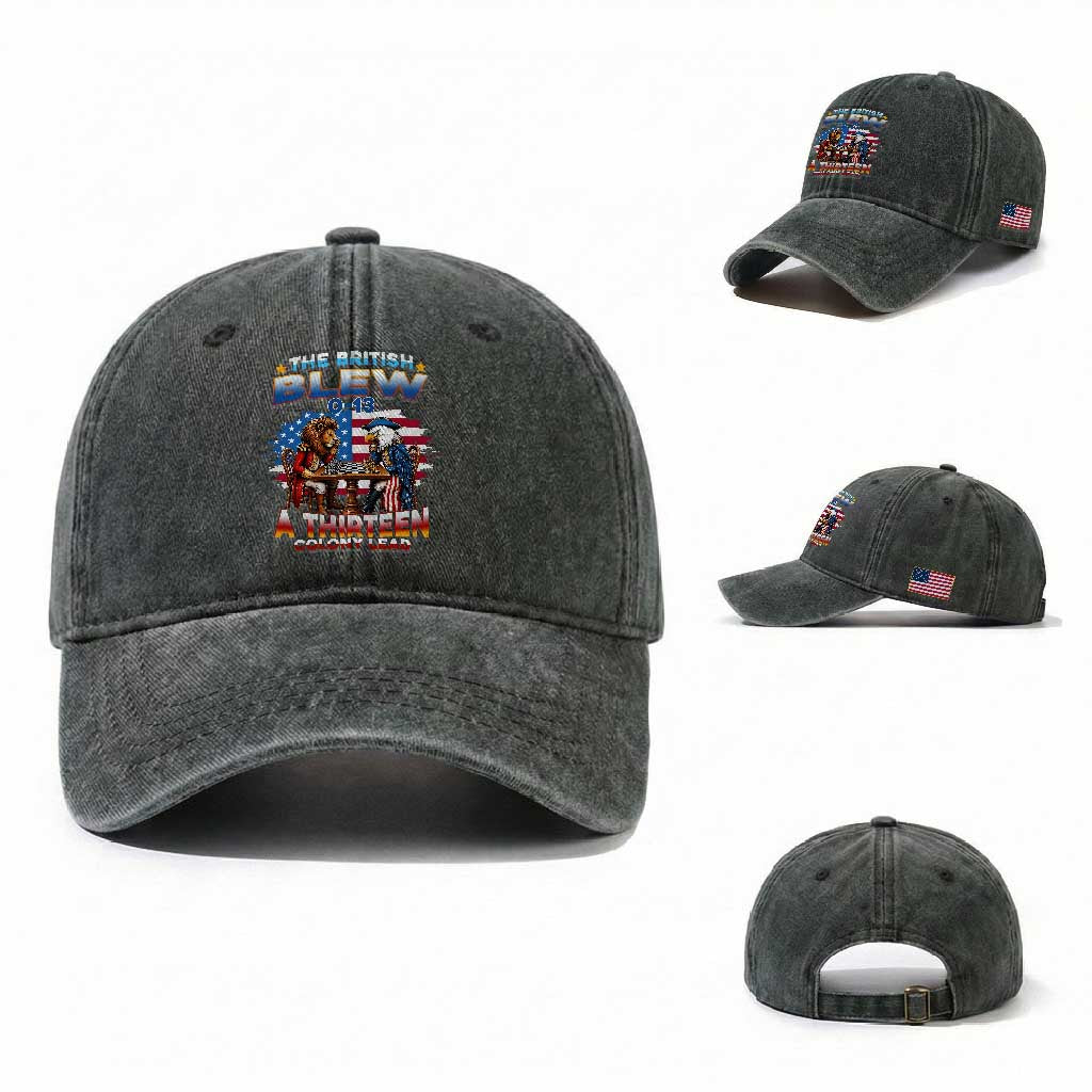 The British Blew A Thirteen Colony Lead 0-13 Lion vs Eagle Washed Cotton Baseball Cap Chess Match Patriotic 4th of July Funny History Graphic