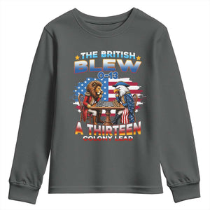 The British Blew A Thirteen Colony Lead 0-13 Lion vs Eagle Youth Sweatshirt Chess Match Patriotic 4th of July Funny History Graphic