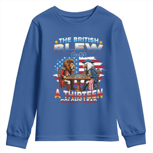 The British Blew A Thirteen Colony Lead 0-13 Lion vs Eagle Youth Sweatshirt Chess Match Patriotic 4th of July Funny History Graphic