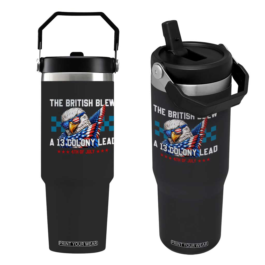 The British Blew A 13 Colony Lead Dabbing Eagle Flip Straw Tumbler Funny Patriotic 4th of July History Humor Graphic