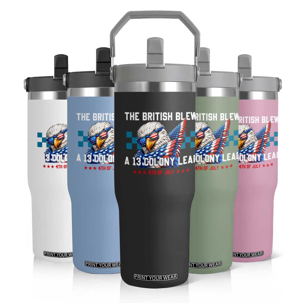 The British Blew A 13 Colony Lead Dabbing Eagle Flip Straw Tumbler Funny Patriotic 4th of July History Humor Graphic
