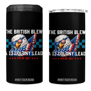 The British Blew A 13 Colony Lead Dabbing Eagle 4 in 1 Can Cooler Tumbler Funny Patriotic 4th of July History Humor Graphic