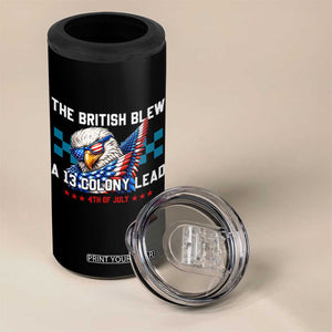 The British Blew A 13 Colony Lead Dabbing Eagle 4 in 1 Can Cooler Tumbler Funny Patriotic 4th of July History Humor Graphic