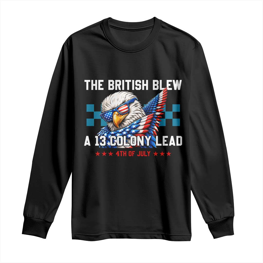 The British Blew A 13 Colony Lead Dabbing Eagle Long Sleeve Shirt Funny Patriotic 4th of July History Humor Graphic