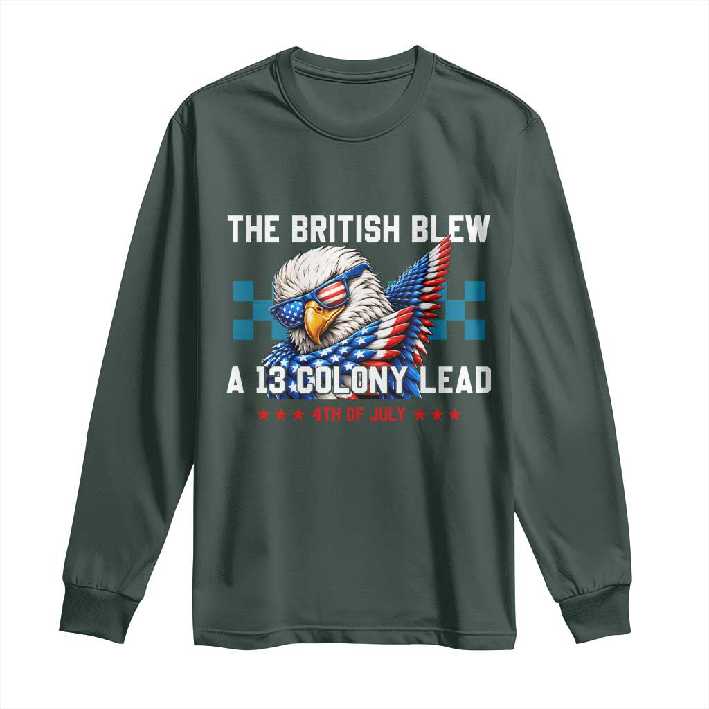 The British Blew A 13 Colony Lead Dabbing Eagle Long Sleeve Shirt Funny Patriotic 4th of July History Humor Graphic
