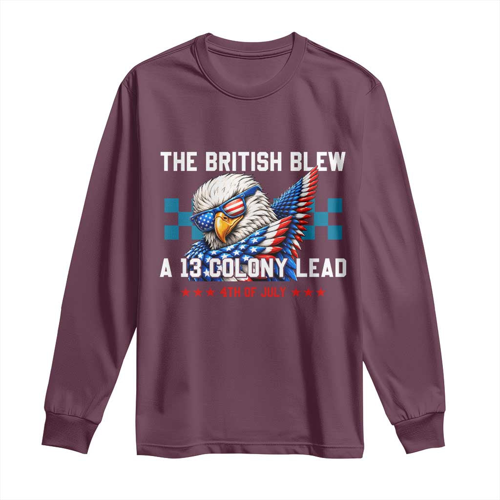 The British Blew A 13 Colony Lead Dabbing Eagle Long Sleeve Shirt Funny Patriotic 4th of July History Humor Graphic